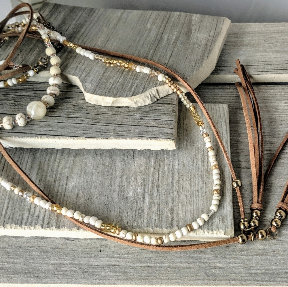 Boho beach tassel necklace, layering nevklace, l